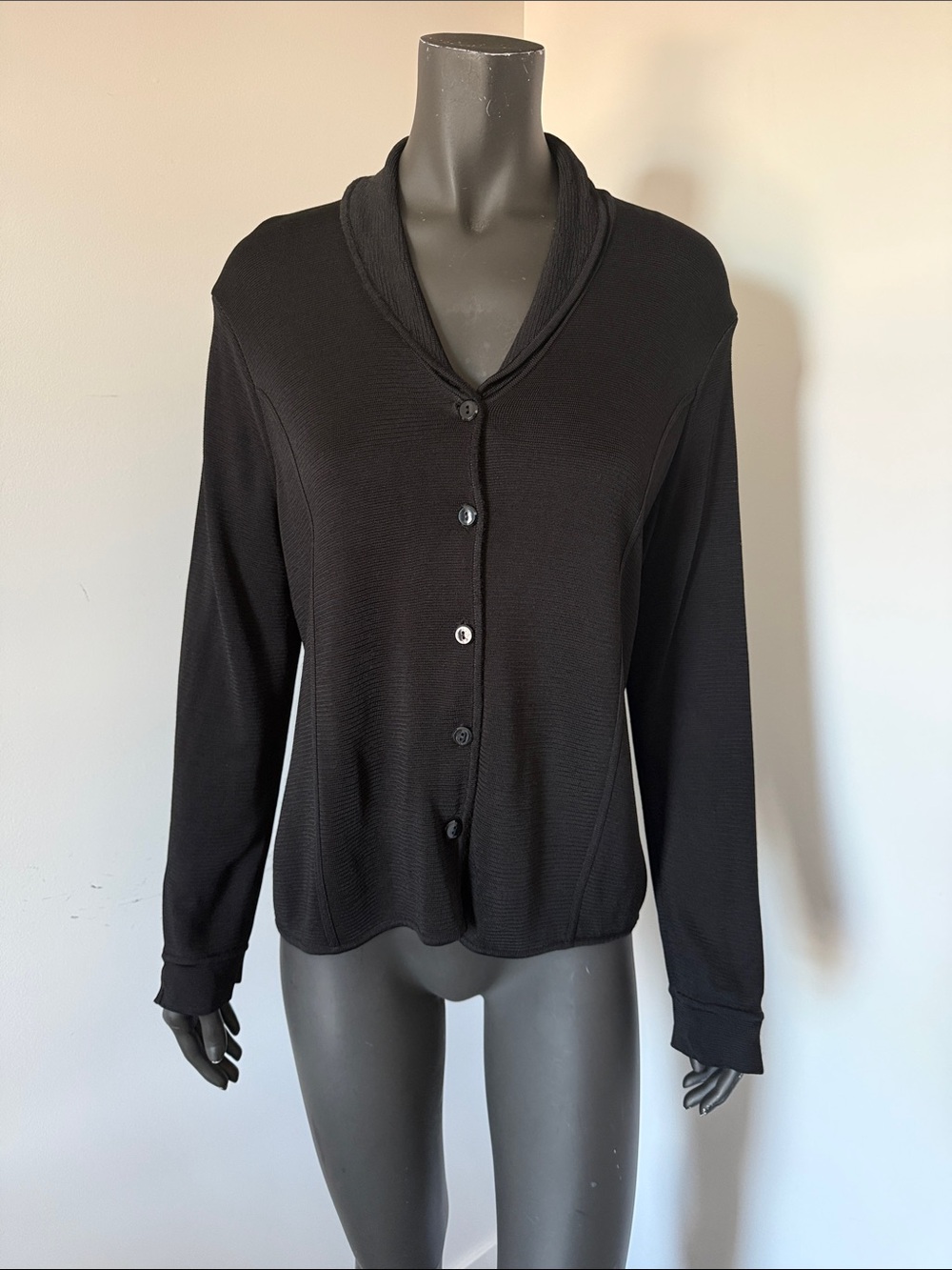 268. Jones New York Black Button-Front Shawl-Collar Cardigan